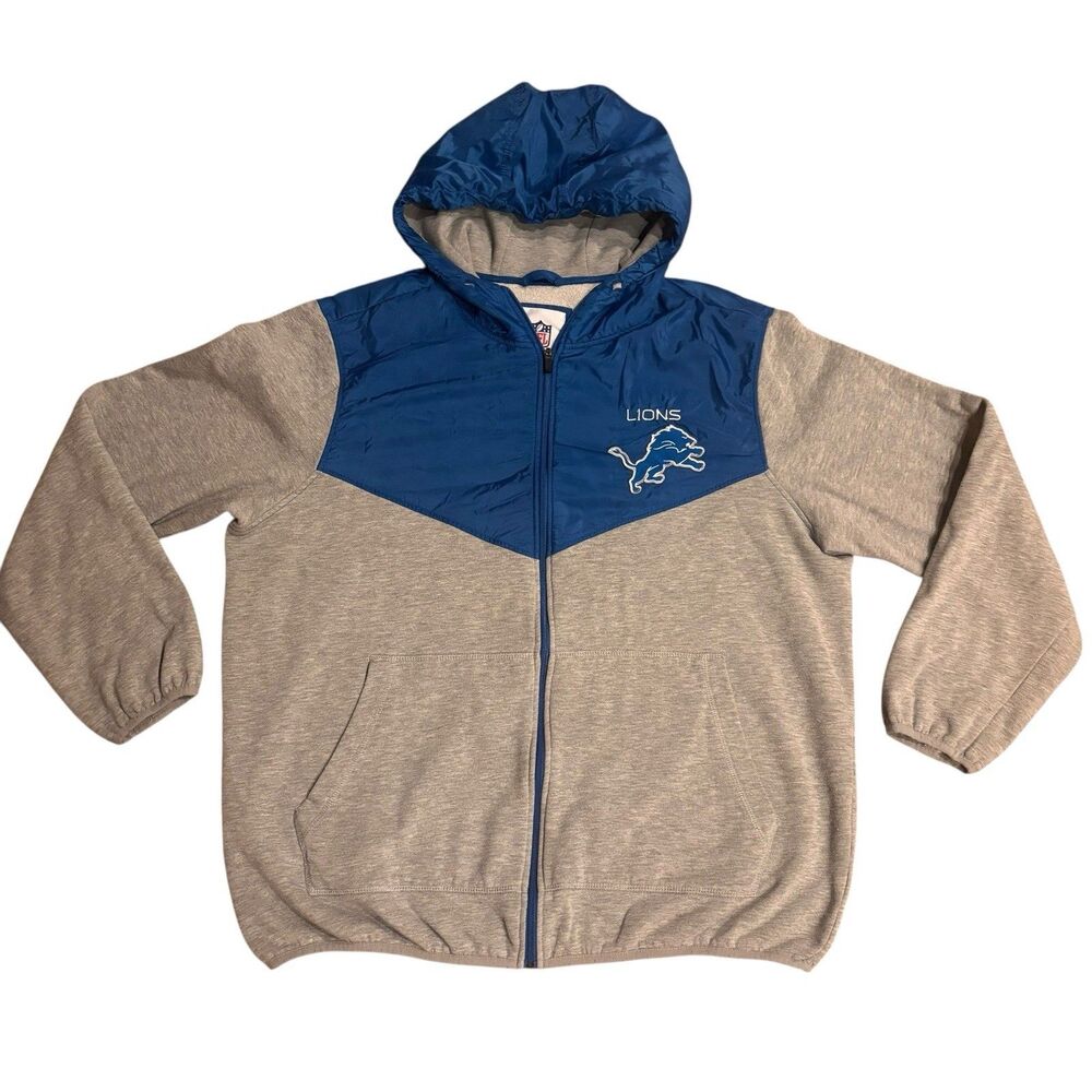 Detroit Lions NFL Men's Front‎ Zip Hooded Jacket  Mens Size XL